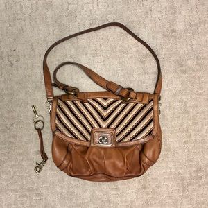 Fossil Fifty Four Leather and Suede Stripe Handbag